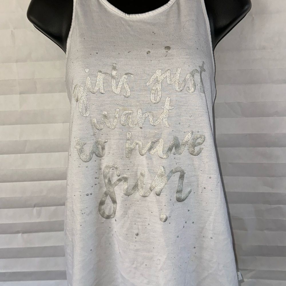 More Than Magic Girls Tank Top “Girls Just Want To Have Fun” Graphic Shirt - Picture 2 of 4